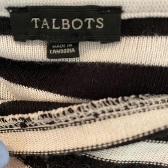Talbots Black White Striped Sweater w/ Sequins XS - Picture 4 of 7